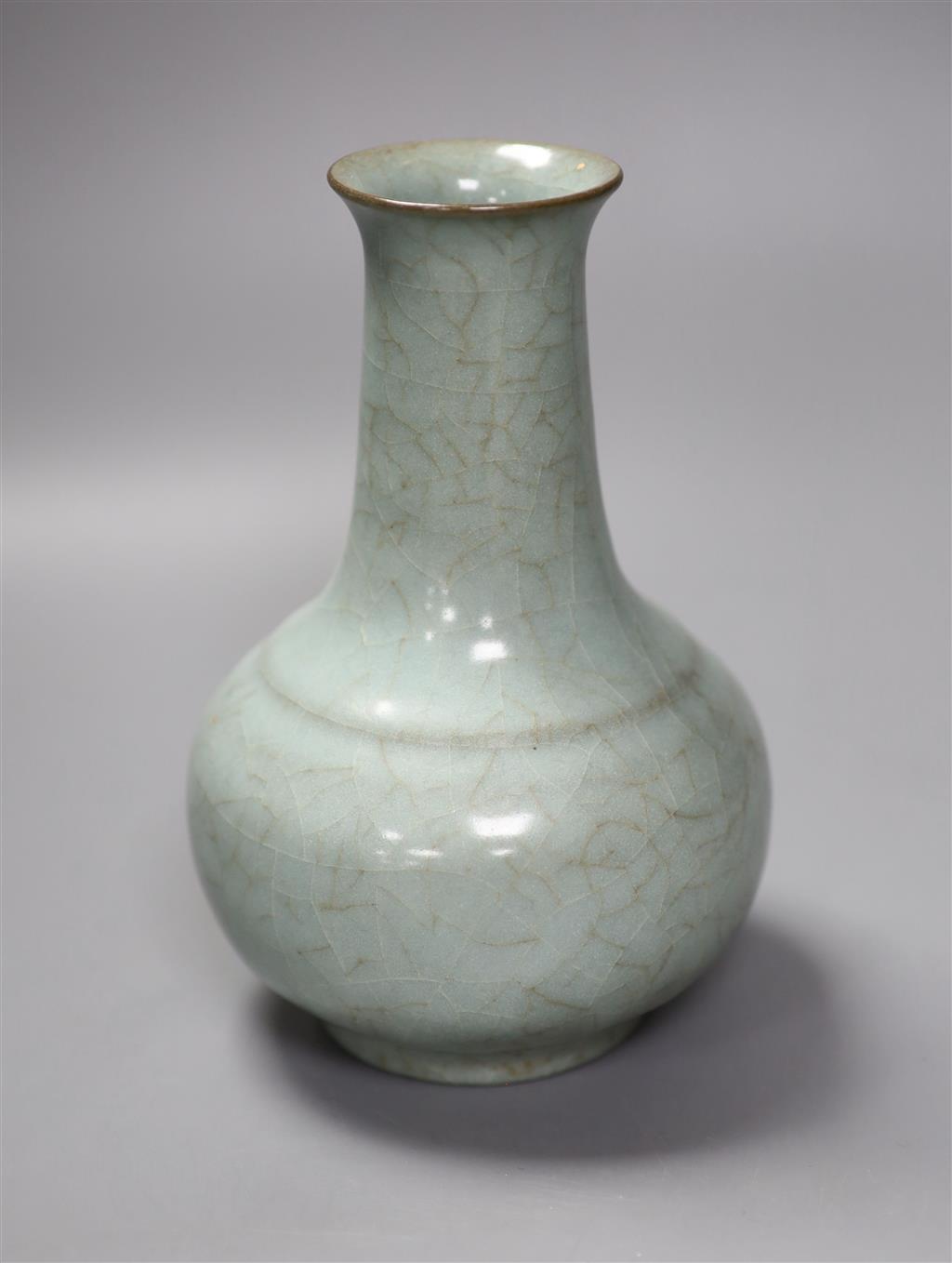 A Chinese Ru type bottle vase, height 18cm